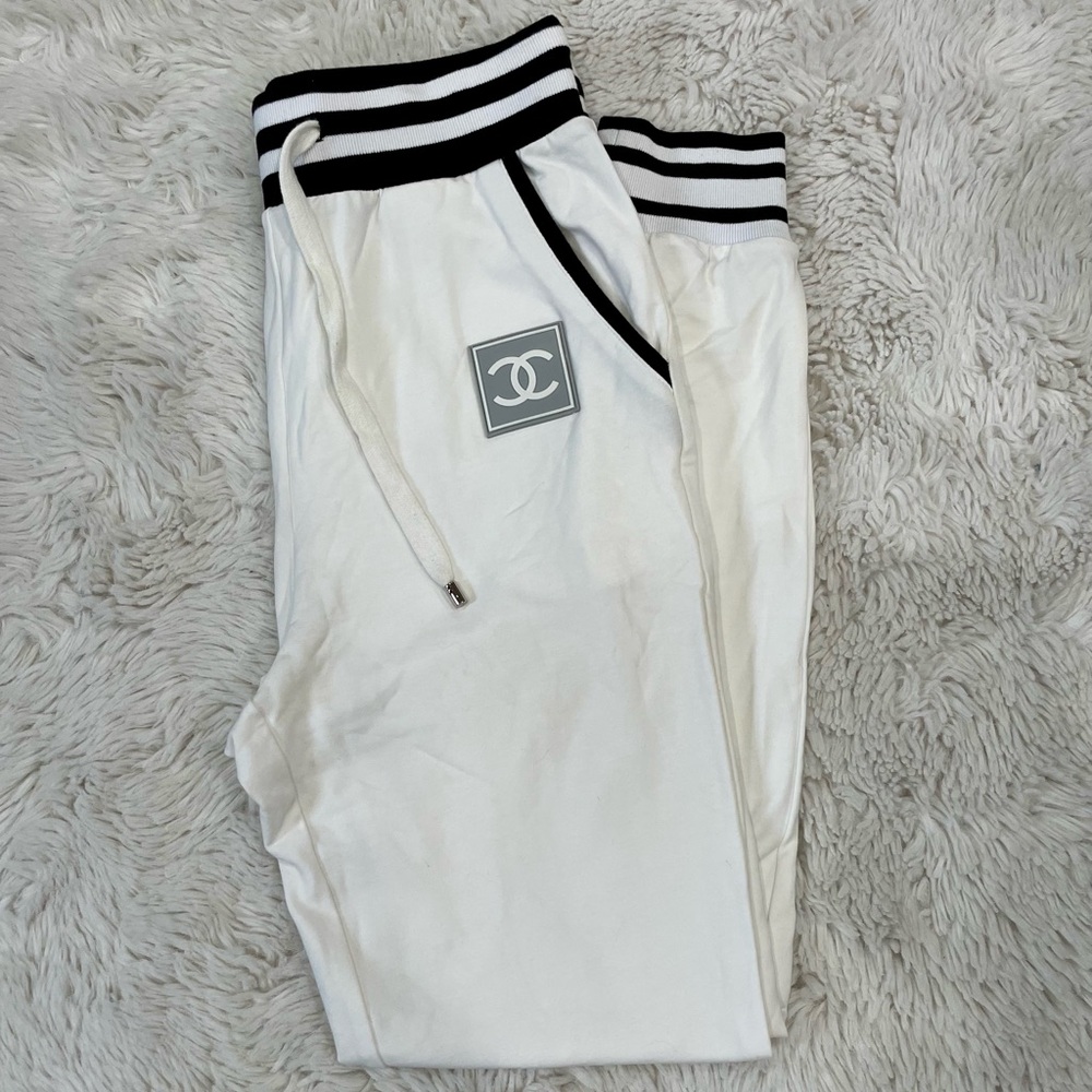Chanel White with Black Striped Joggers